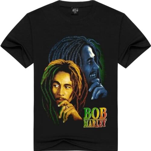 Men/Women 100% cotton Bob marley T-shirt Rock t shirt Summer Casual tshirt Men Solid Black hip hop Men tops loose t-shirts