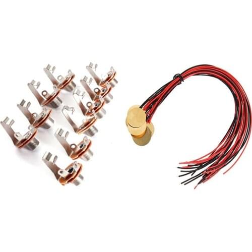 Hot AD-10Pcs Mono Input Jack for Guitar Bass 6.35mm with 12Pcs Piezo Pickup Transducer Prewired - 27mm Microphone Trigger