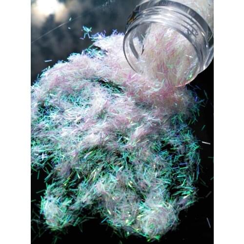 HUer5 AB White Holographic Glitter Bars / Nail Art Craft (LB101) Strip short bar shape color 0.2*3MM glitter for nail 10g jar