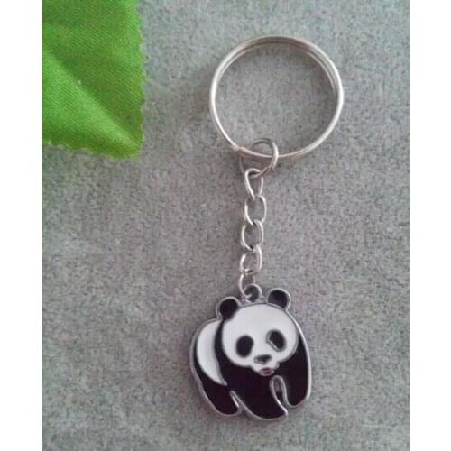 New Fashion Enamel pandas Charm Key ring Ornaments Key chain Creative Gifts DIY 10 Pcs B670