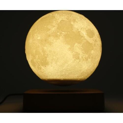 Levitating Moon Lamp,Floating and Spinning in Air Freely with 3D Printing LED Moon Lamp Has 3 Colors Modes(YE,WH,Change from WH