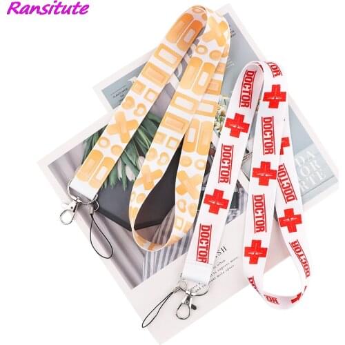 Ransitute R1907 Doctor Red Cross Band Aid Lanyard ID Badge Phone Rope Key Lanyard Neck Straps Accessories Hospital Supply