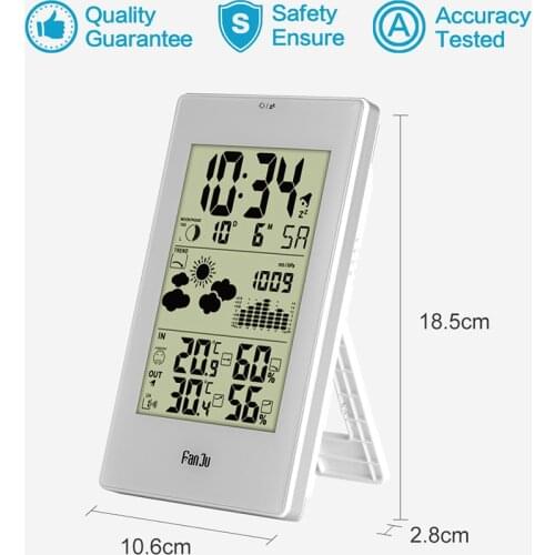 FanJu Indoor Outdoor Thermometer Hygrometer Barometer Wireless Weather Station Alarm Clock Weather Forecaster Station