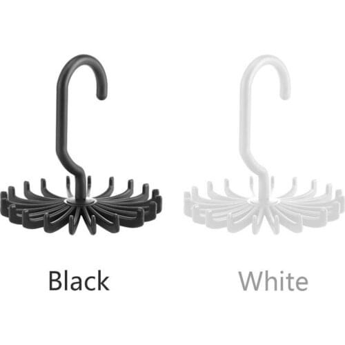 Multifunction 20 Hooks Belt Rack Neck Tie Hanger Plastic Neck Tie Holder 360 Degree Rotating Space Saving