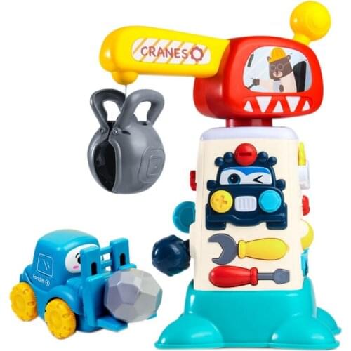 Multifunctional Crane Toy Tech Engineering Vehicle Mobile Crane Toy Puzzle Machine Engineering Vehicle Music Toy for Kid