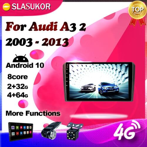 Android 10.0 Multimidia Video Player DSP CarPlay Car Radio GPS For Audi A3 8P 2003 2004 2005 2006 2007- 2013 DVD No 2 Din 2Din