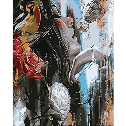 Butterfly Beauty Figure DIY Painting By Numbers Hand Painted Oil Painting Adult Child Picture Colouring Home Decor Unique Gift
