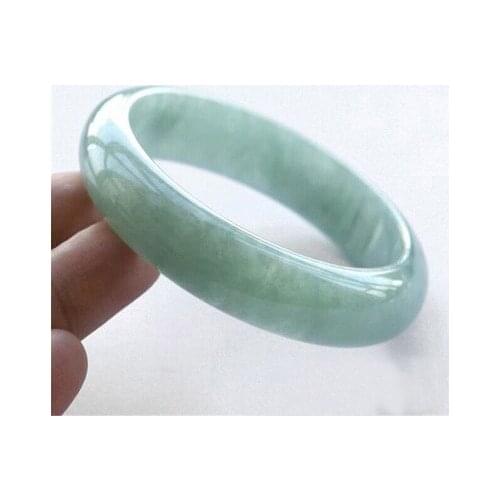Natural Burmese Jadeite Light Green 54-64mm Bracelet Elegant Princess Jewelry Best Gift