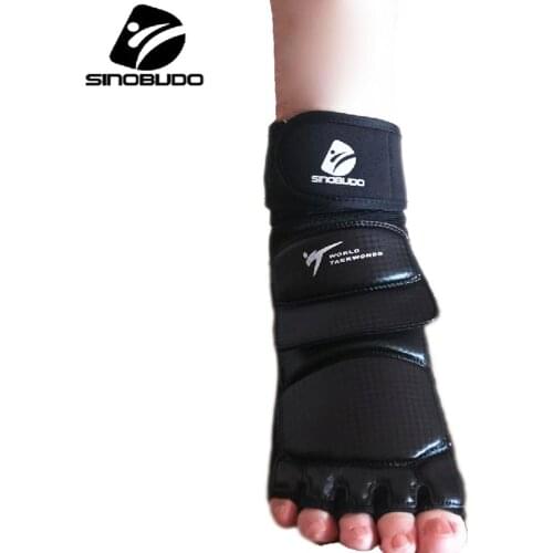 New WT Taekwondo PU Leather Foot Gloves Sparring Karate Ankle Protector Guard Gear Boxing Martial Arts Foot Guard Sock Adult Kid