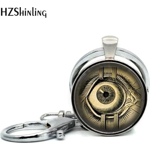 2017 New Steampunk Anatomy Keychain Round Evil Eye Keyring Brain Anatomy Science Medical Punk Key Chains