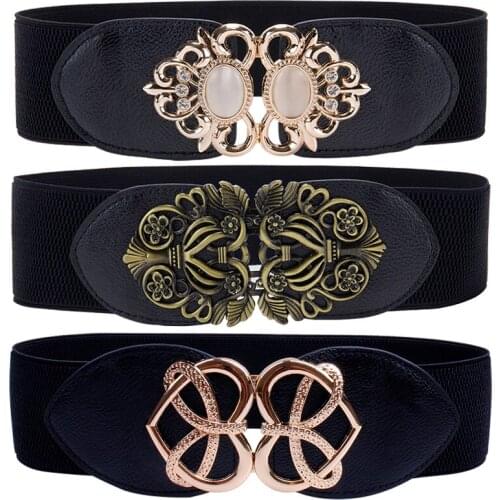 Tight elastic waistband HOT girdle women decorated cummerbunds jacket skirt simple wide Slim cummerbund black dress girl gifts