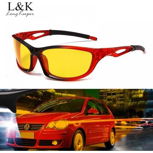LongKeeper Night Vision Glasses Men Women Polarized Sunglasses Anti-Glare Yellow Lens Night Driving Sun Glasses Driver Goggles