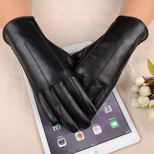Touch Screen PU Leather Gloves Women Winter Mittens Warm Gloves For Woman Winter Glove guantes mujer European style