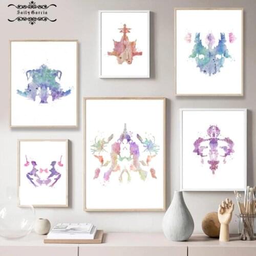 Rorschach Psychology Test Chart Posters Thought Disorder Testing Picture Watercolor Wall Art Canvas Painting Prints Clinic Decor