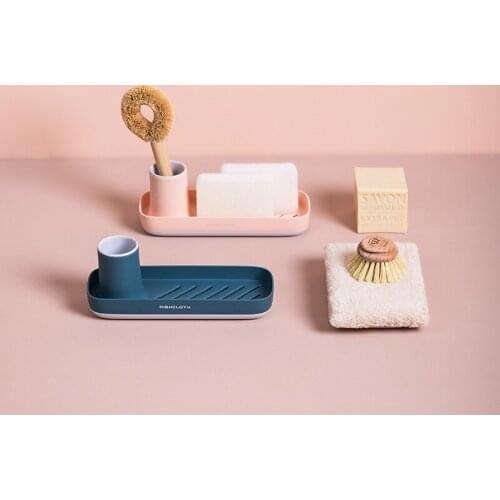 Bathroom Toothbrush Soap Storage Rack Floor Type Kitchen Sink Sponge Brush Holder Household Countertop Cleaning Tools Organizer