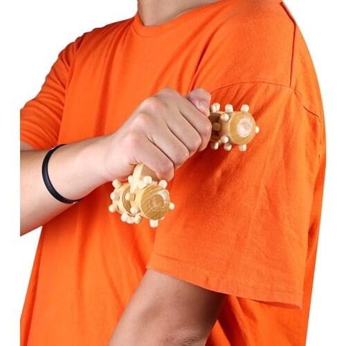 Full-body Four Wheels Wooden Car Roller Relaxing Hand Massage Tool Reflexology Face Hand Foot Back Body Therapy