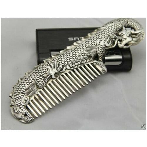 Oriental Detailed Dragon Comb Tibet Silver Chinese