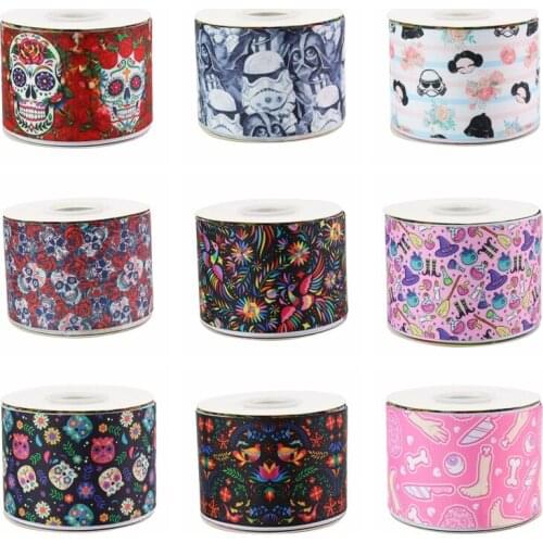 22MM 25MM 38MM 50MM 75mm Printed Pattern on Grosgrain Ribbon for diy ribbon