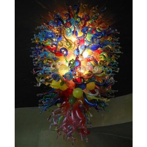 Romantic Hotel Big Lamp Multicolor 100% Handmade Blown Glass Chandelier Chihuly Style led chaneliers