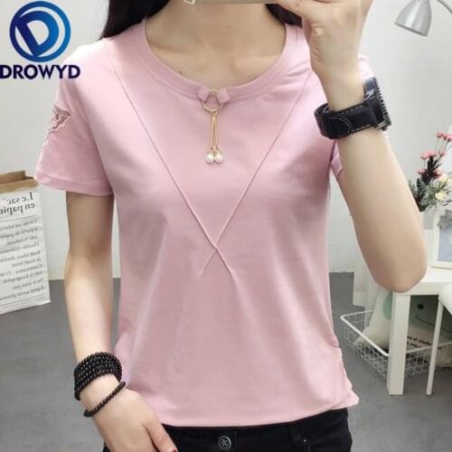 Summer Fashion Black Brand T-Shirt Female Cotton O-neck Short Sleeve T-shirt for Women High Waist Slim Stretch Solid Tees Tops