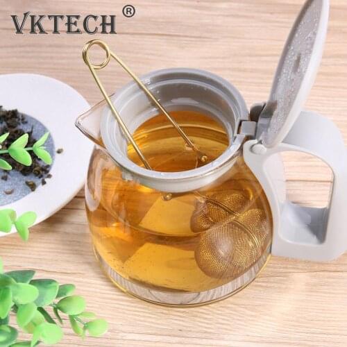 Gold Stainless Steel Tea Infuser Sphere Mesh Tea Strainer Coffee Herb Spice Filter Diffuser Handle Tea Ball Kitchen Tools