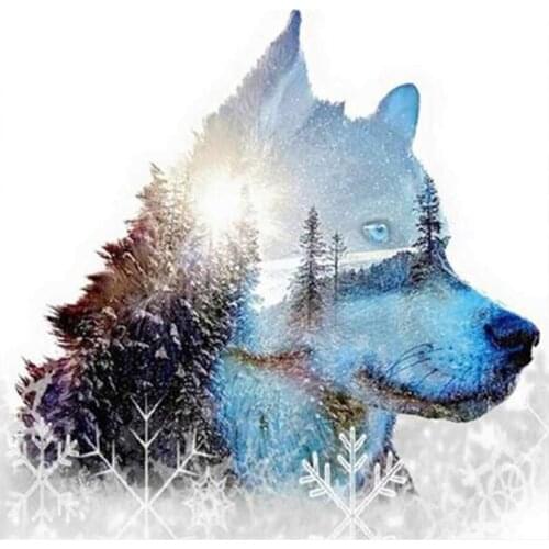 Snow Mountain Wolf Head Diamond Painting Round Full Drill Nouveaute DIY Mosaic Embroidery 5D Cross Stitch Scenic Animal Pattern