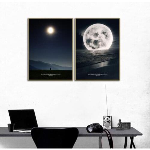 Modern Minimalist Moon Photography Pictures Canvas Painting Living Room Decorative Paints Unframed Wall Art Poster and Prints