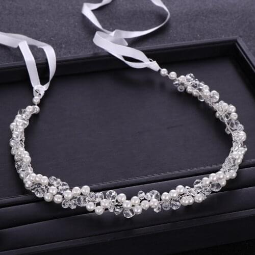 Handmade Bridal Headband Crystal Pearl Headdress Bridal Hair Accessories Wedding Headband Bridal Headdress Princess Hair Strap