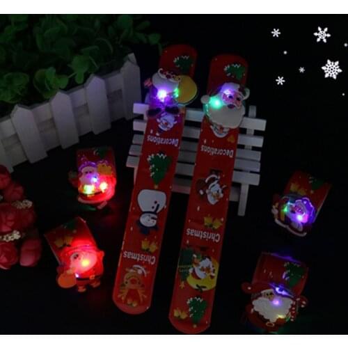 Christmas LED Bracelet kid Toy Christmas Gifts Luminous Pats Led Flash Pat Ring Bracelets Santa Claus Wrist Band Childrens Toys