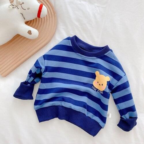 2 3 4 5 6 Y Baby Boys Hoodies 2021 Spring New Kids Children Fashion Striped Loose Sweatshirts Casual Cartoon Pullover for Boys