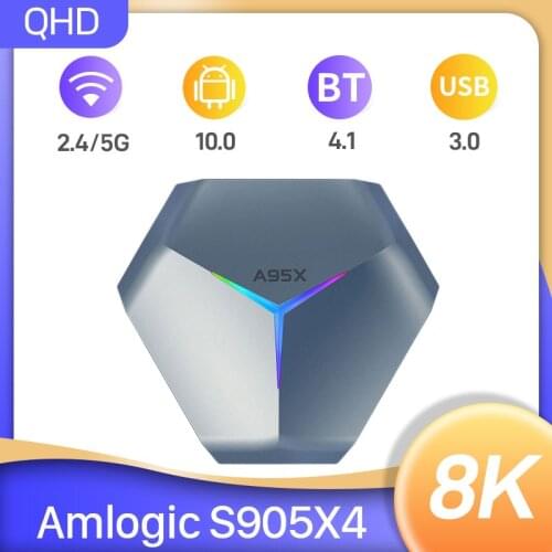 A95X F4 RGB Light TV Box QHDTV Android 10.0 Amlogic S905X4 4GB 64GB Dual Wifi Media Player A95XF4 QHD Set Top Box 2GB 16GB 8K