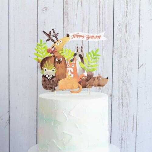 Forest Department Theme Happy Birthday Party Cake Hat Childrens Decoration Cake Hat Personality DIY Baby Bath Set