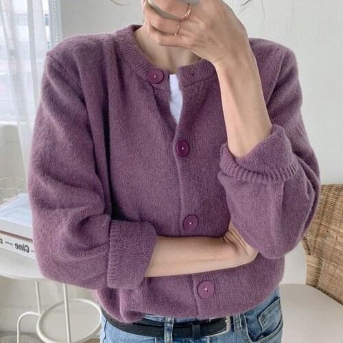 2021 Early Autumn Knit Sweater Jacket Solid Color Korean Short Sweater Cardigan Women Outer Wear Single-breasted Y2k Tops