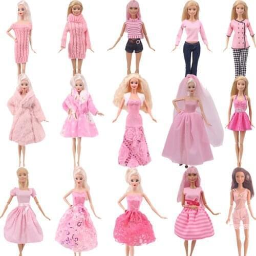 1 Set Of Stylish Pink Series Slim Evening Dresses Suitable For Cocktail Daily Casual Clothing Accessories Barbies Clothes