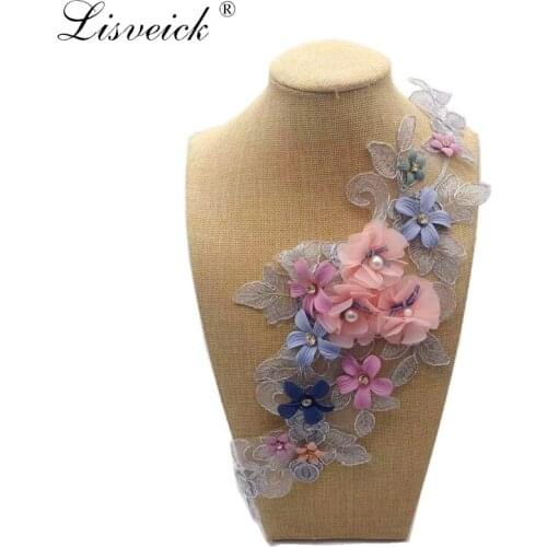 1pcs Handmade pearl beads 3D flower applique for wedding clothing decoration Boutonniere Patches