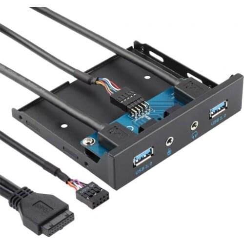 19Pin to USB3.0 Floppy Drive Bit with 3.5 Audio Front Panel Bay 3.5 inch 19P to USB3.0 HD-Audio Hub Splitter SSD