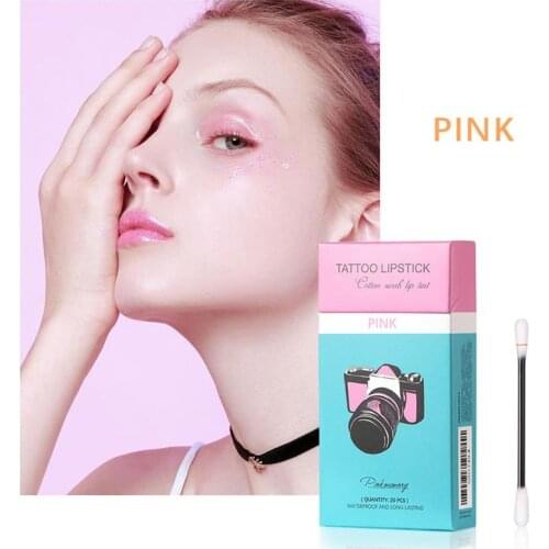 20 Pcs/Box Tattoo Lipstick Cigarette Case Cotton Swab Long Lasting Lip Gloss Cotton Matte Glaze Non Stick Lipstick Korean Makeup