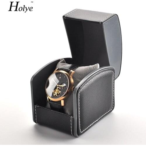 2016 Good Feedback Top Quality Real Leather 1 Pcs Brand Watch Box Professional Wrist Watch Display Box Storage Holder Organizer