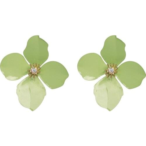 2018 New Korean Style Crystal 6 Colors Big Flower Stud Earrings For Women Fashion Summer Jewelry Accessories Sweet Brinco