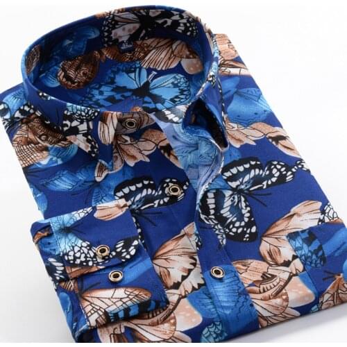 2021 classic style flower plant printing long-sleeved shirt plus size loose young mens fashion trend casual shirt XXL-10XL