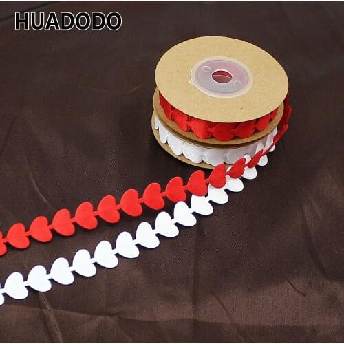 HUADODO 15mm 5meters Heart Satin Ribbons for Wedding Party Decoration Ribbon Gift wrapping DIY Handmade Sewing Accessories