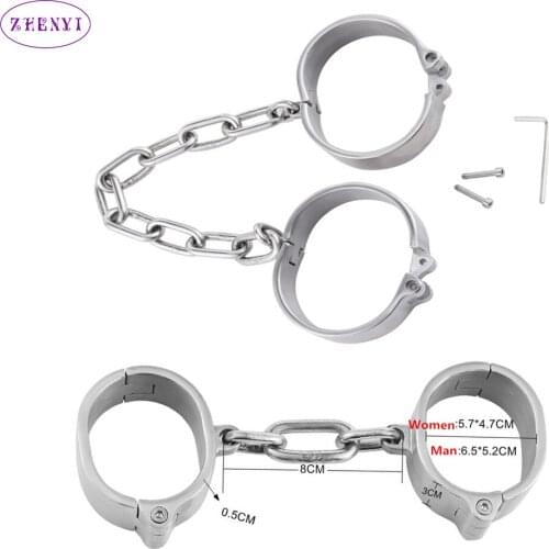 BDSM Bondage Female Male Stainless Steel Handcuff Wrist Metal Cuffs Binding Bolt Lock Gay Fetish Slave Restraints Sex Toys