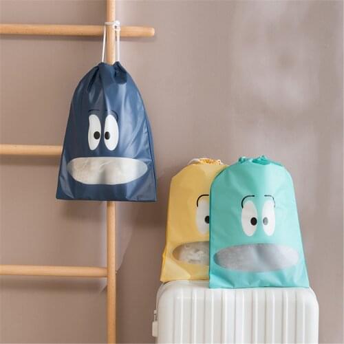 Travel Transparent Storage Bags Vacuum Bags For Shoes Makeup Underwear Drawstring Self Seal Portable Organizer Pouch