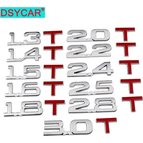 DSYCAR 1Pcs Metal 1.3T - 3.0T Car Side/Rear/Front Decorations Badge Emblem 3D Self-Adhesive Nameplate Sticker for Car