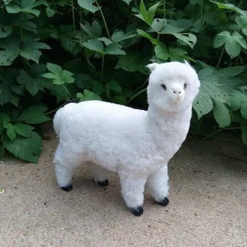 Fancytrader Simulation Animal 23x24cm Alpaca Toy Fur& Polyethylene White Sheep Model Home Furnishing Decoration Christmas Gift