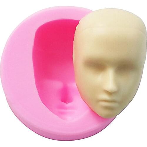 Polymer Clay Molds 3D Silicone Gel BJD Human Dolls Head Face DIY Cake Mold