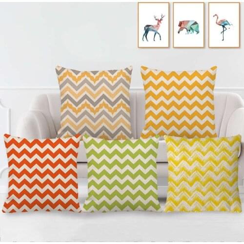 Geometric Series Cushion Cover Colorful Wave Pattern Linen Pillowcase Pillow Covers Decorative