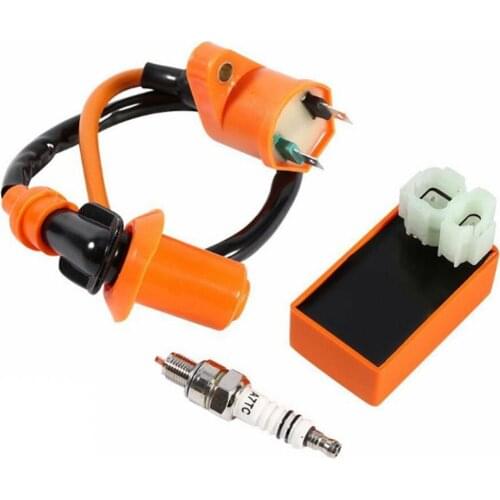 3Pcs Racing CDI Box Ignition Coil Spark Plug for GY6 50 125 150CC Scooter ATV