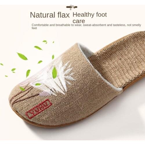 Flax Baotou Indoor Slippers Female Summer Antiskid Deodorizes With Wooden Floor Couples That Occupy The Home Chinese Male Sandal