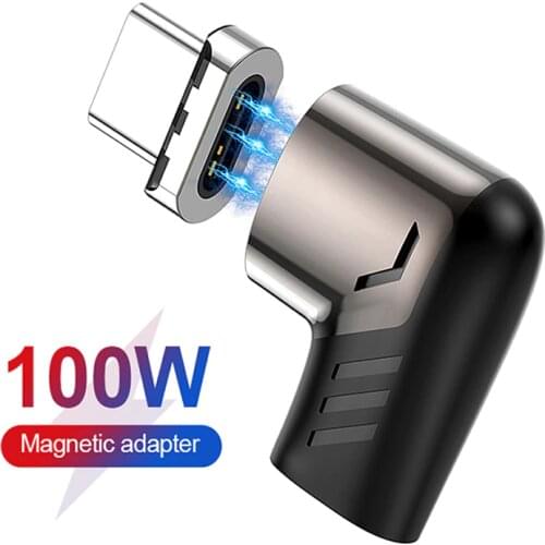 100W Elbow Magnetic Charger Converter Micro USB Type C Magnet Converter Type-C Plug Adapter For iPhone 12 Pox Max Xiaomi Huawei
